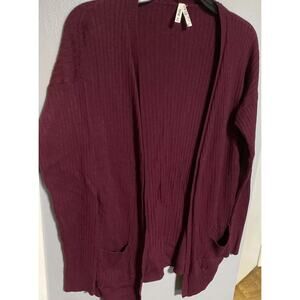 Mudd Ribbed Open Front Knit Cardigan Sweater Size Medium With Pockets